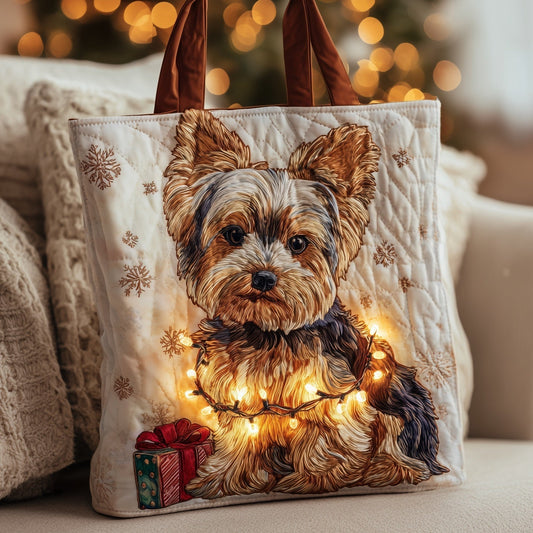 The Festive Yorkie Quilted Tote
