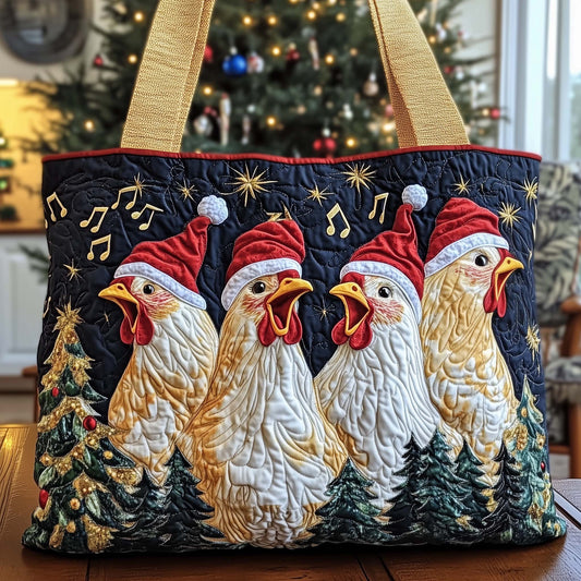 The Festive Chicken Choir Quilted Tote