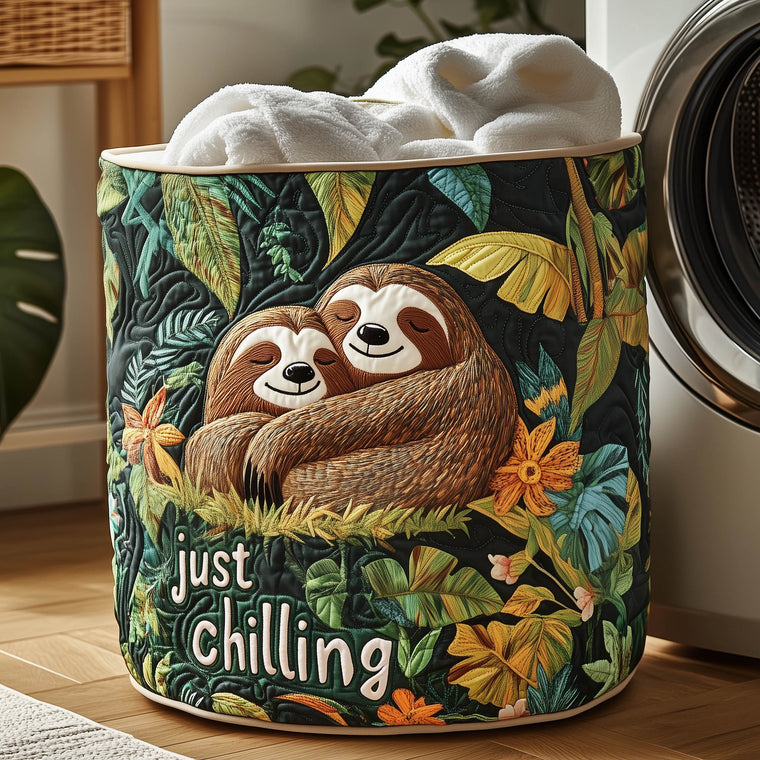 The Chilling Sloth Quilted Laundry Basket Tote