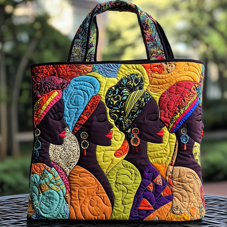 Everyday Colorful Faces Quilted Tote