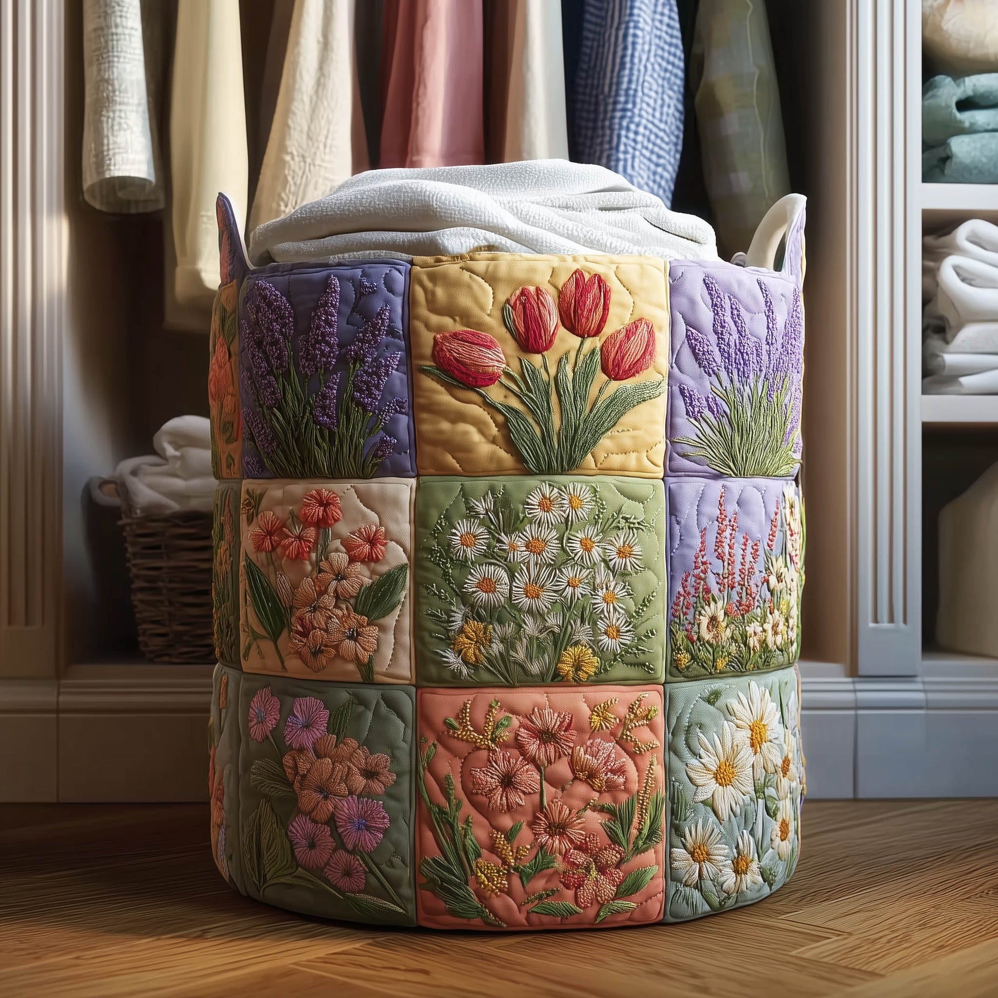 Flower Meadow Laundry Quilted Tote