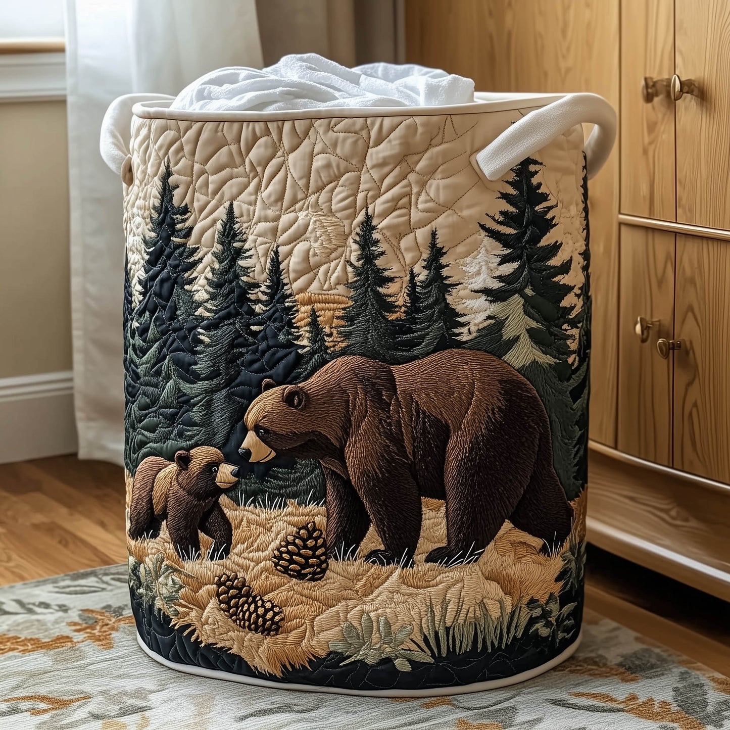 The Wildlife Walk Quilted Laundry Basket Tote