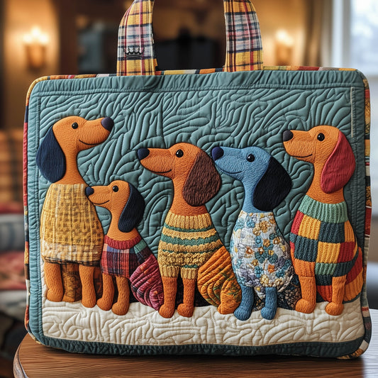 Dachshund Dogs Playful Quilted Tote