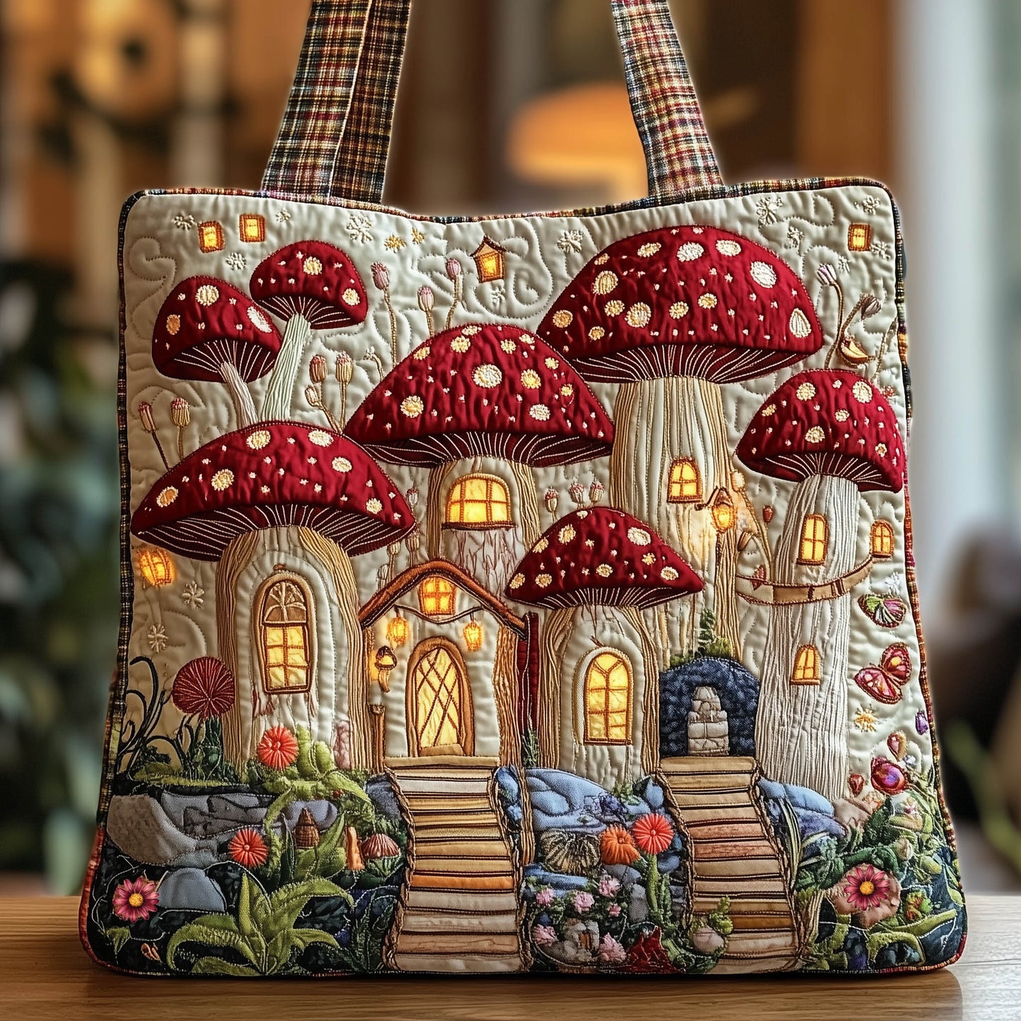 Everyday Mushroom Cottage Quilted Tote