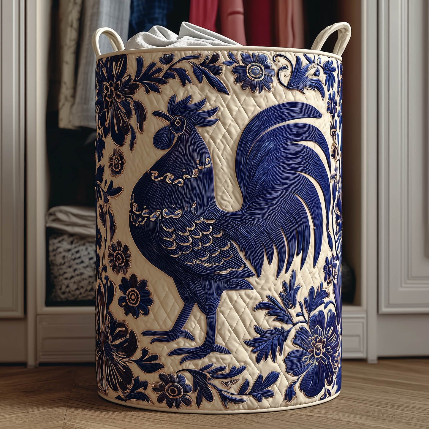 The Whimsical Chicken Quilted Laundry Basket Tote 5871
