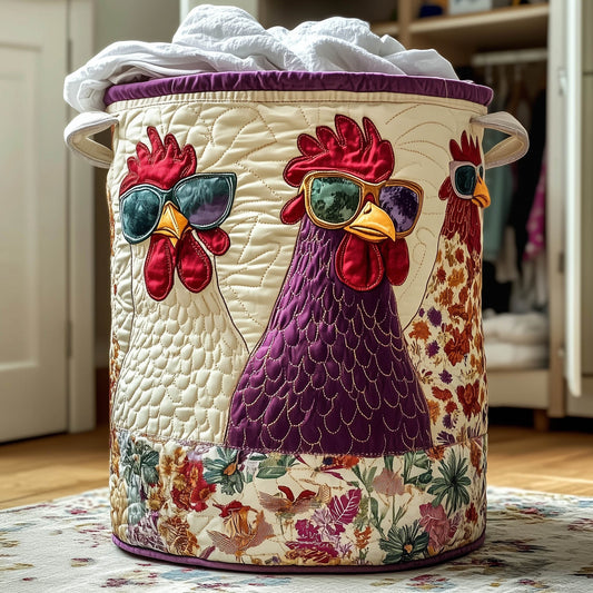 The Whimsical Chicken Quilted Laundry Basket Tote 5872