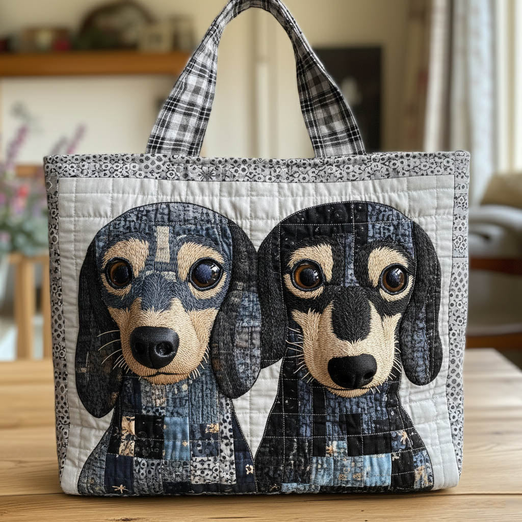 The Dachshund Duo Quilted Tote
