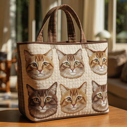 Everyday Cat Faces Quilted Tote