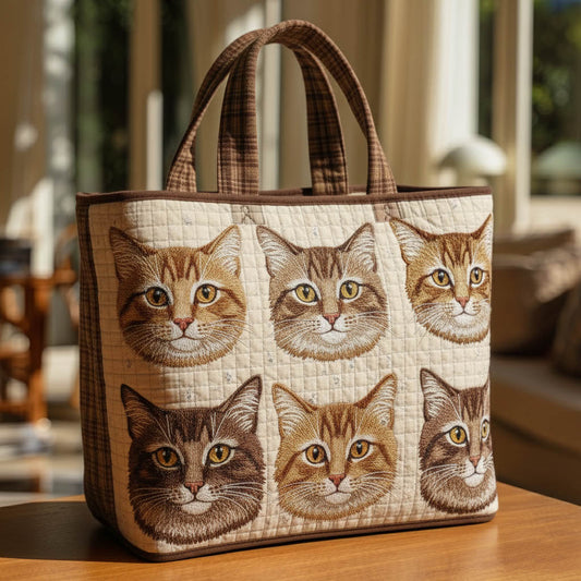 Everyday Cat Faces Quilted Tote