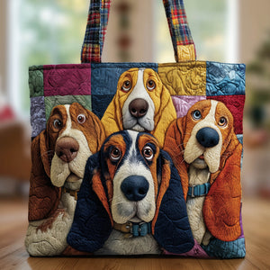 Basset Hound Dogs Quilted Tote
