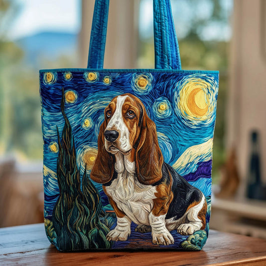 Basset Hound Dog Quilted Tote