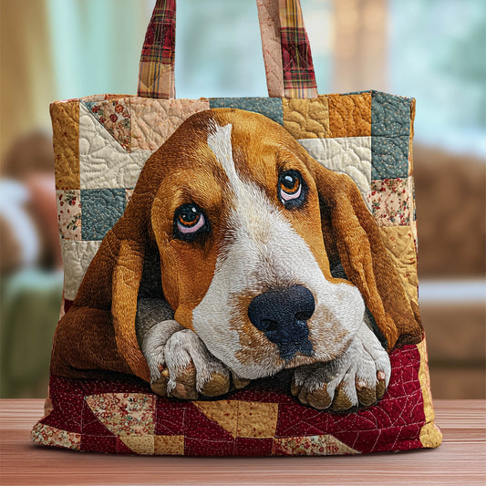 Basset Hound Dog Portrait Quilted Tote