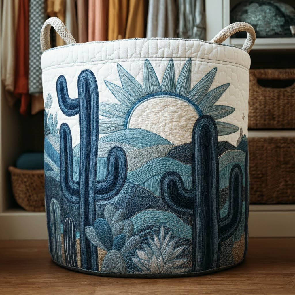 The Cactus Sunset Quilted Laundry Basket Tote 6043