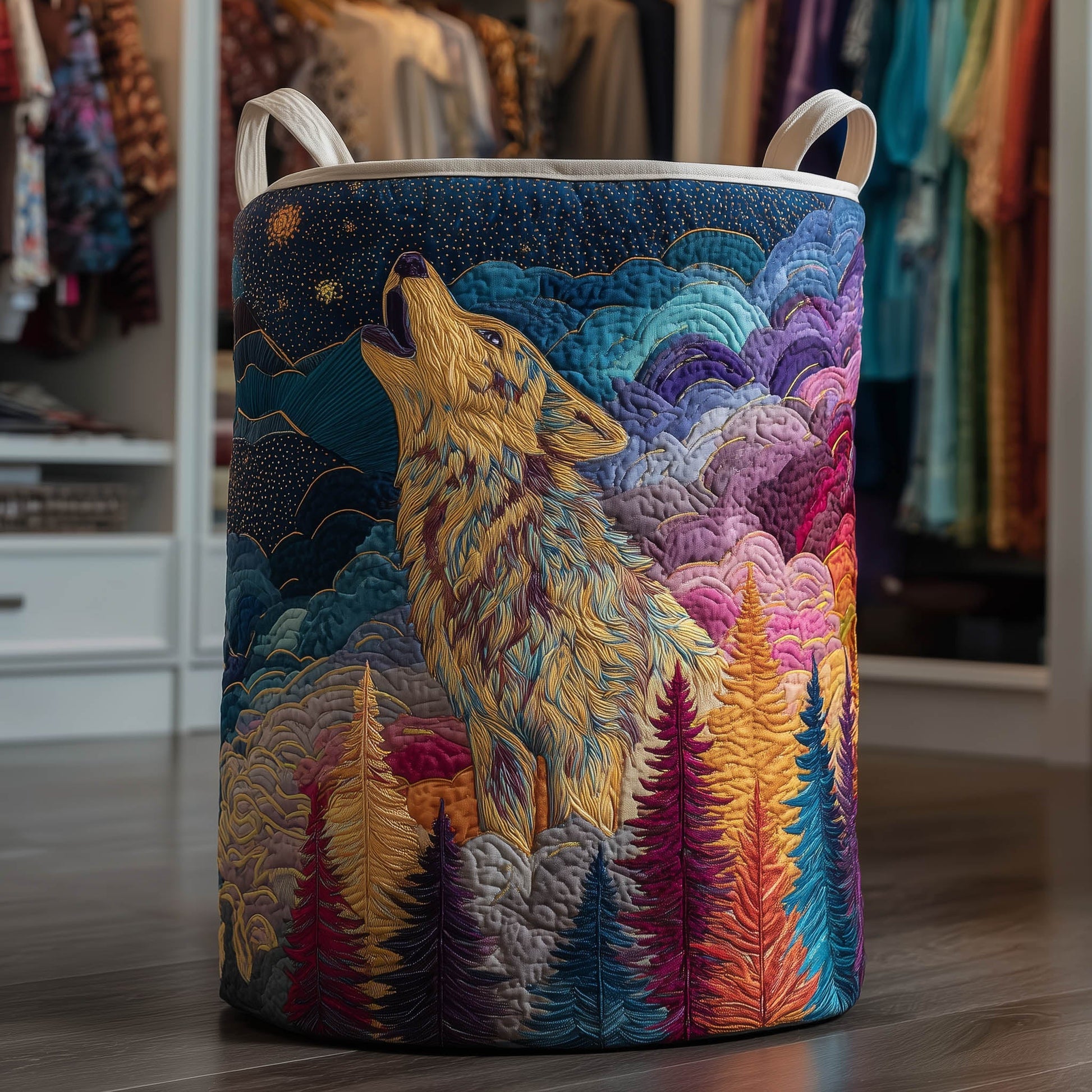 The Aurora Howling Quilted Laundry Basket Tote
