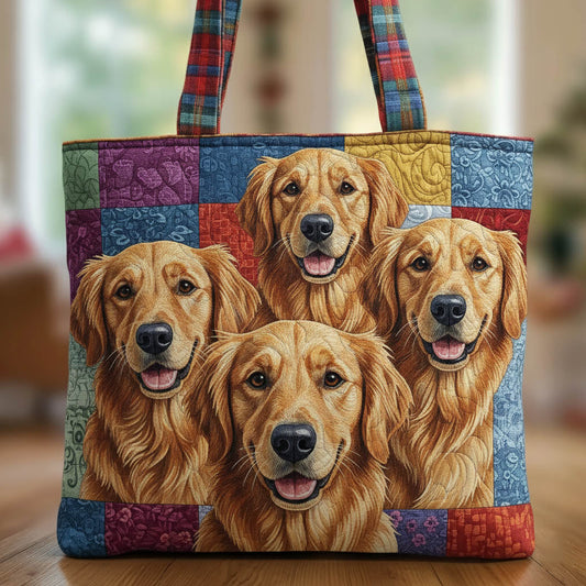 Golden Retrievers Portrait Quilted Tote