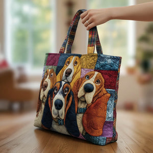 Basset Hound Dogs Quilted Tote