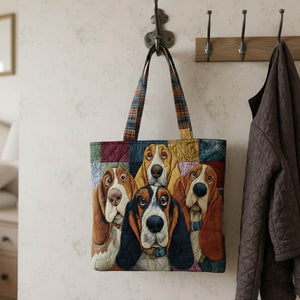 Basset Hound Dogs Quilted Tote