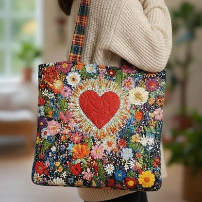 Everyday Blooming Heart Quilted Tote