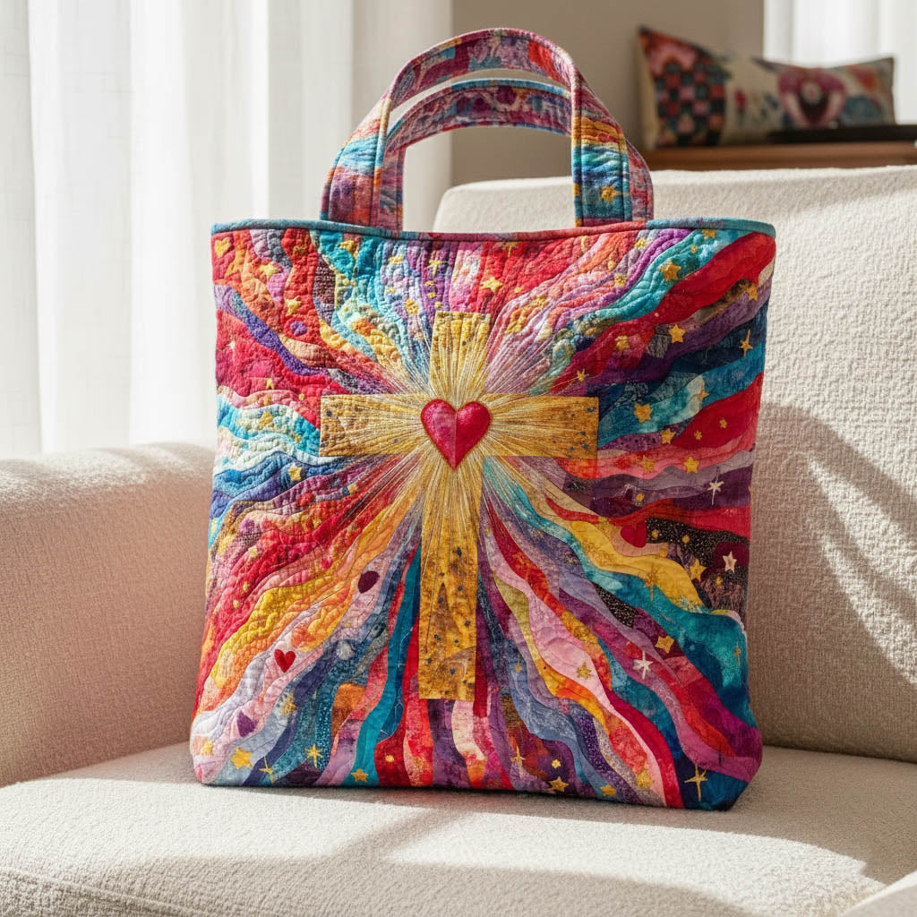 Everyday Heart Cross Quilted Tote