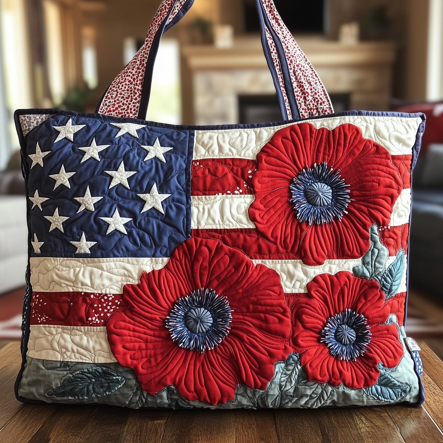 Poppy Flower Stars Tote Bag