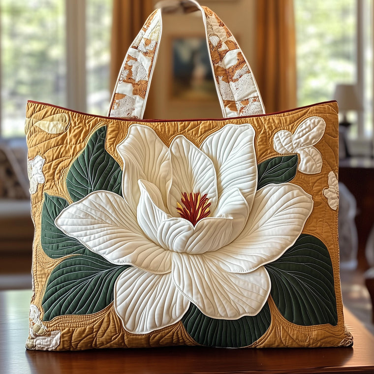 Everyday Magnolia Flower Quilted Tote