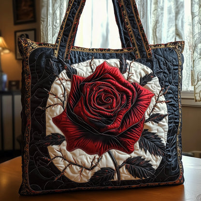 Large Red Rose Quilted Tote