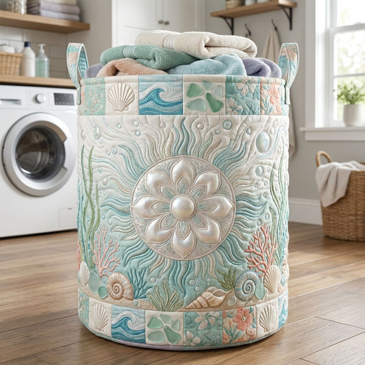 The Seashell Sun Gems Quilted Laundry Basket Tote