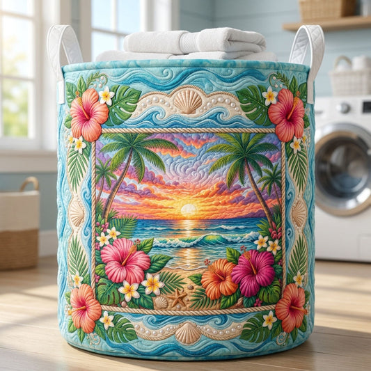 The Tropical Sunrise Quilted Laundry Basket Tote