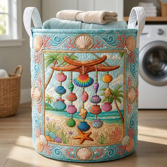 The Seashell Wind Chime Quilted Laundry Basket Tote