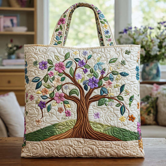 Tree Of Life Floral Quilted Tote