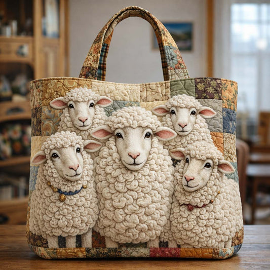 Group Of Sheep Quilted Tote