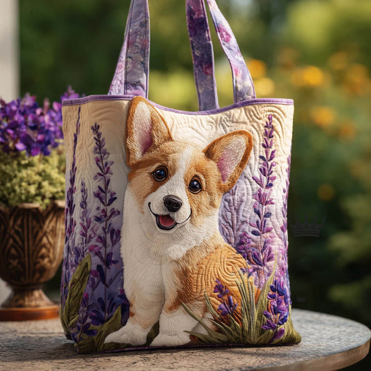 The Lavender Corgi Quilted Tote