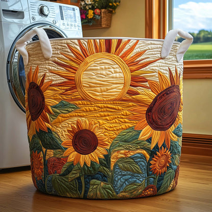 The Harvest Sunflowers Quilted Laundry Basket Tote
