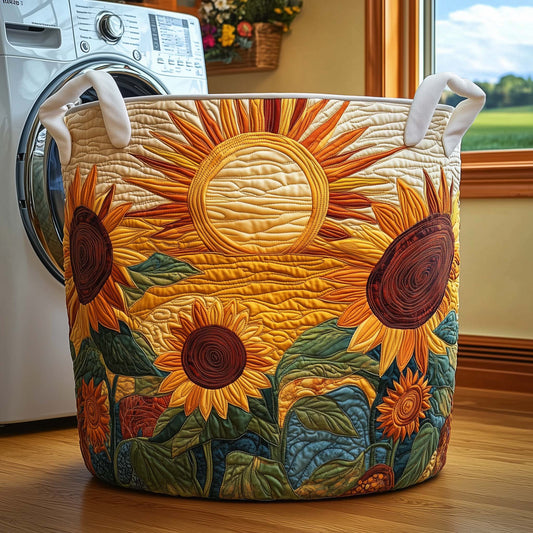 The Harvest Sunflowers Quilted Laundry Basket Tote