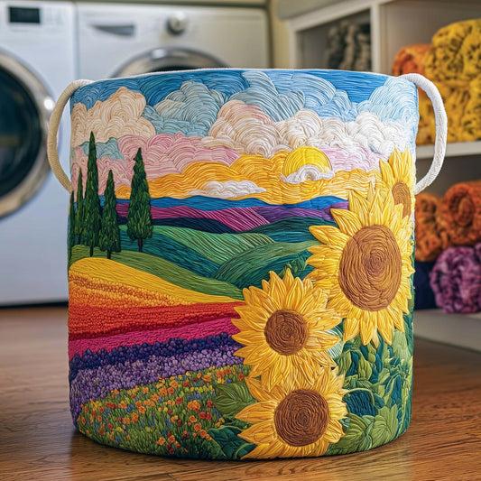 The Rainbow Hills Quilted Laundry Basket Tote