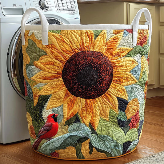 The Sunflower Cardinal Quilted Laundry Basket Tote