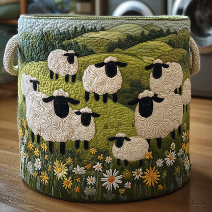 The Meadow Sheep Quilted Laundry Basket Tote