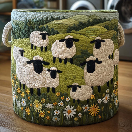 The Meadow Sheep Quilted Laundry Basket Tote