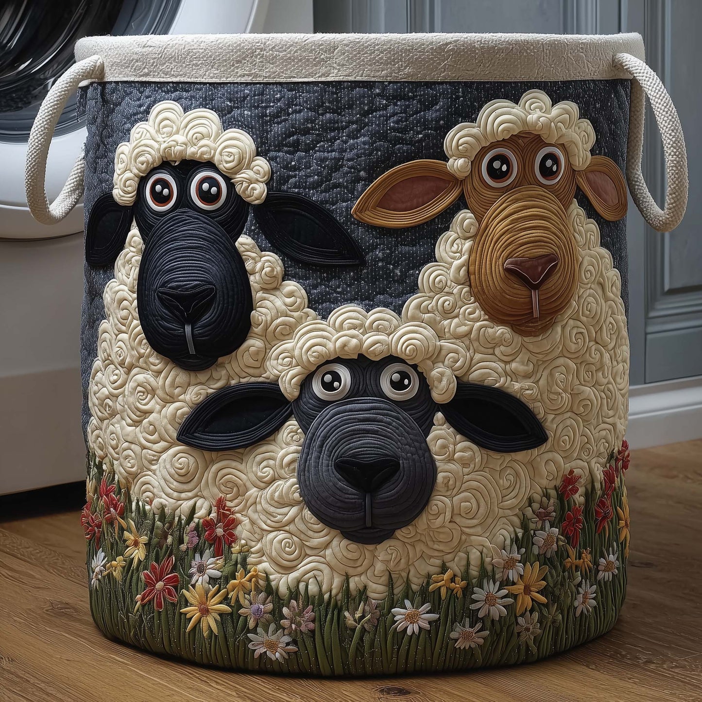 The Curly Trio Quilted Laundry Basket Tote