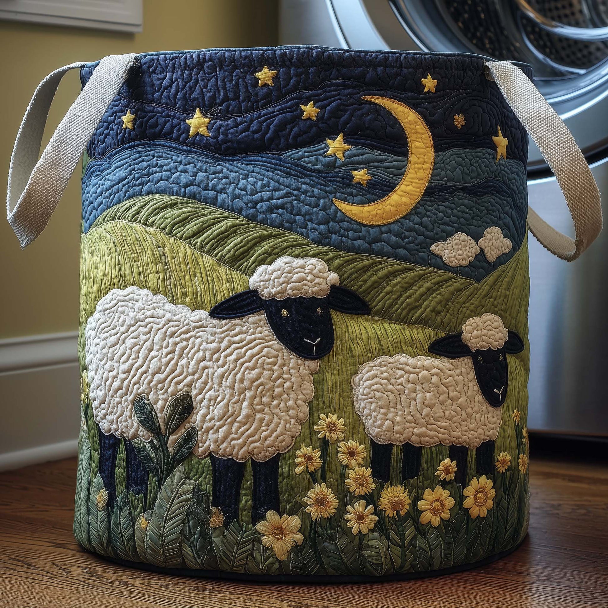 The Moonlit Flock Quilted Laundry Basket Tote