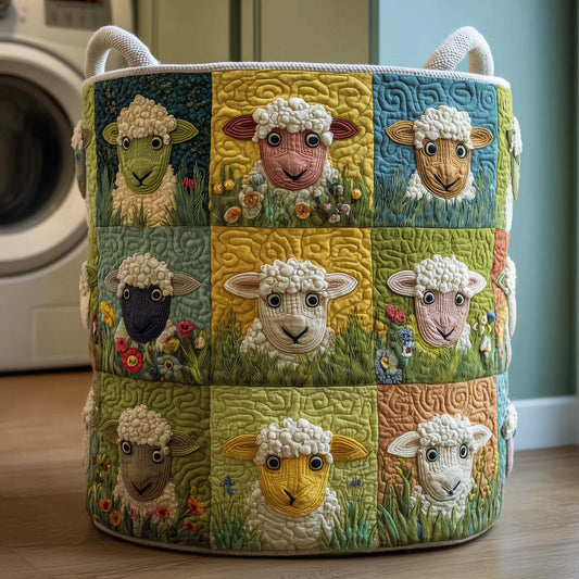 The Sheep Mosaic Quilted Laundry Basket Tote