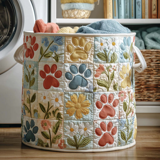 The Floral Paws Quilted Laundry Basket Tote
