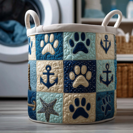 The Nautical Paws Quilted Laundry Basket Tote