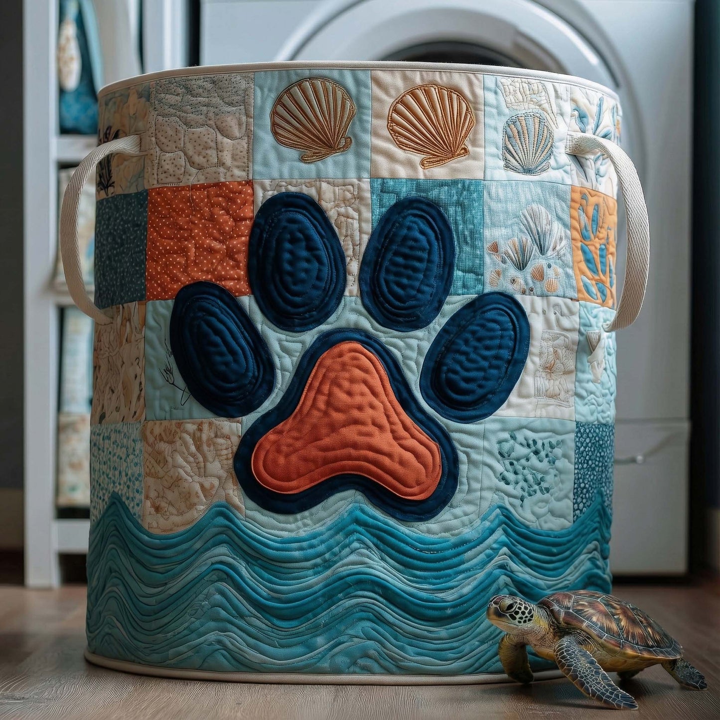 The Ocean Paw Quilted Laundry Basket Tote