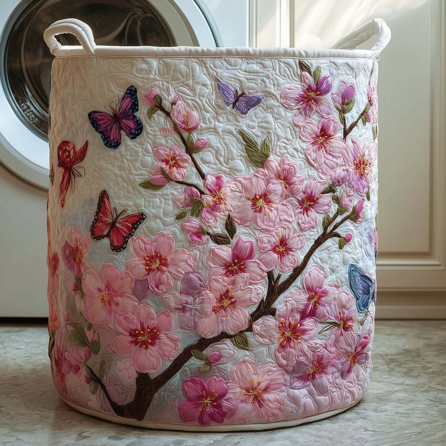 The Blossom Flight Quilted Laundry Basket Tote