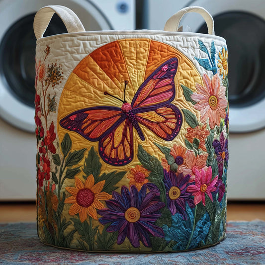 The Golden Butterfly Quilted Laundry Basket Tote