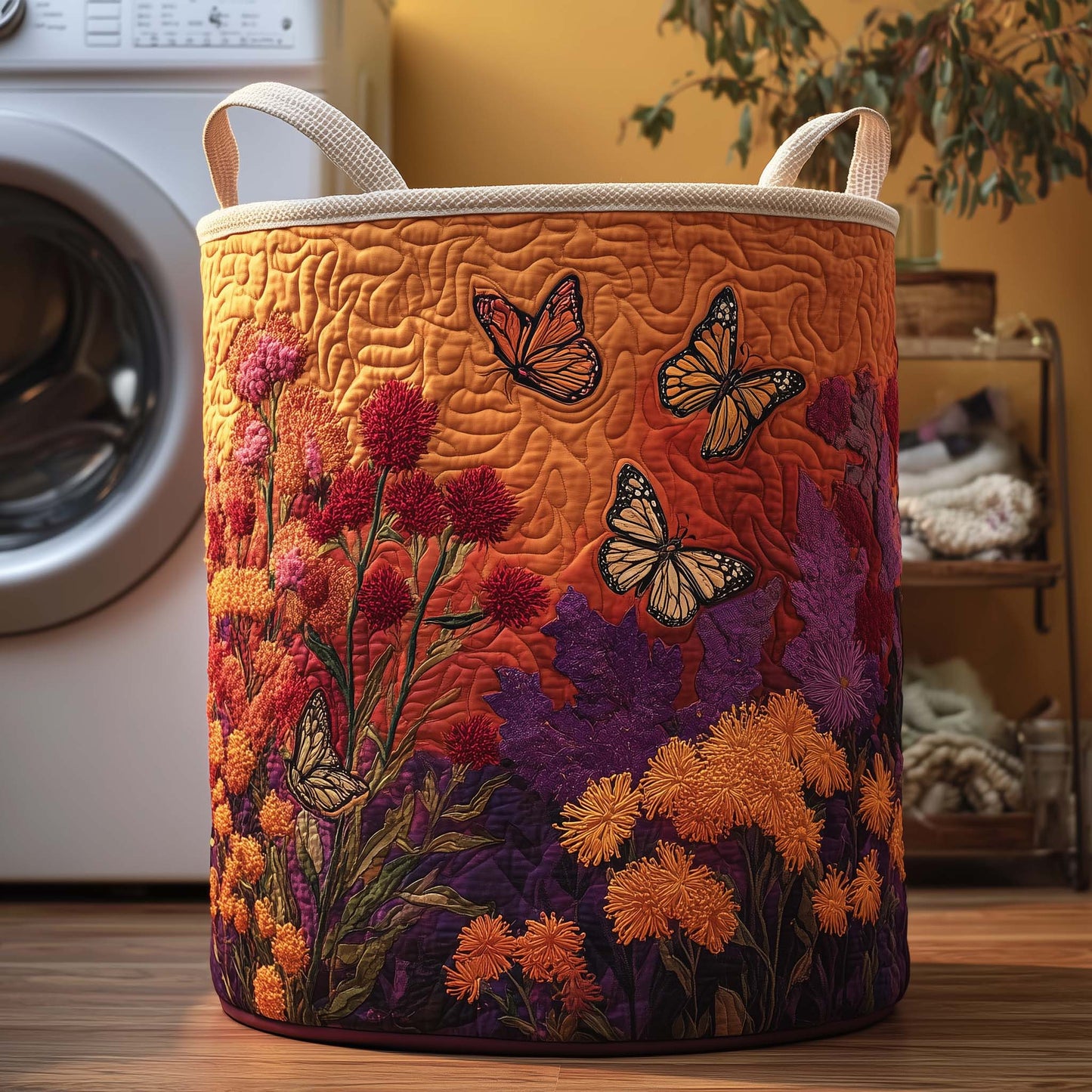 The Autumn Flight Quilted Laundry Basket Tote