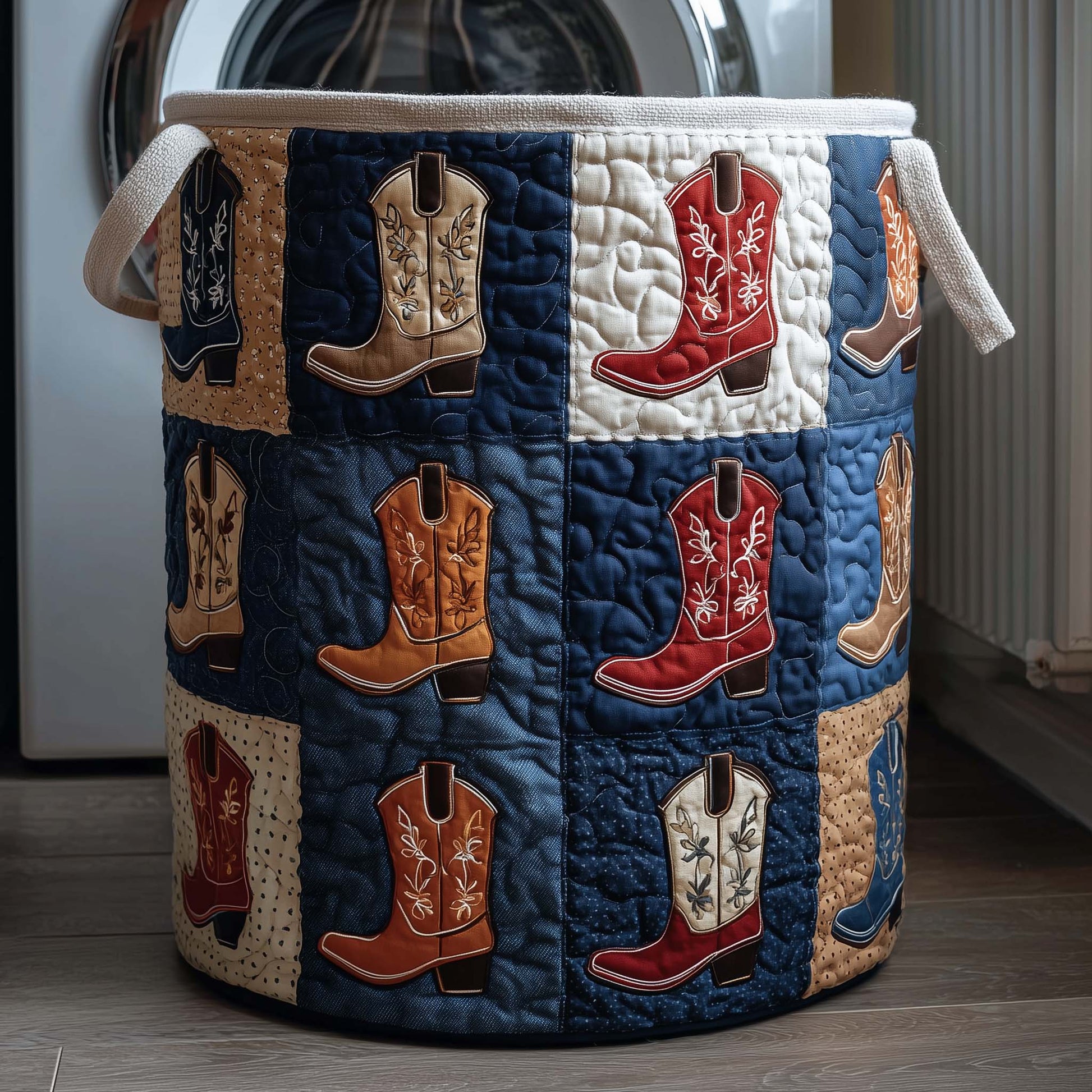 The Western Boots Quilted Laundry Basket Tote