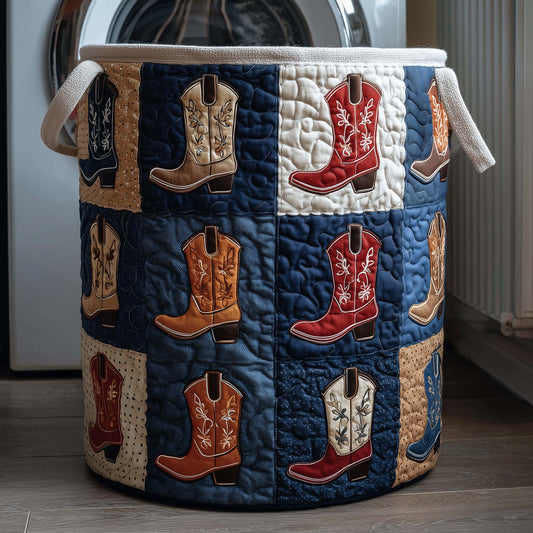 The Western Boots Quilted Laundry Basket Tote