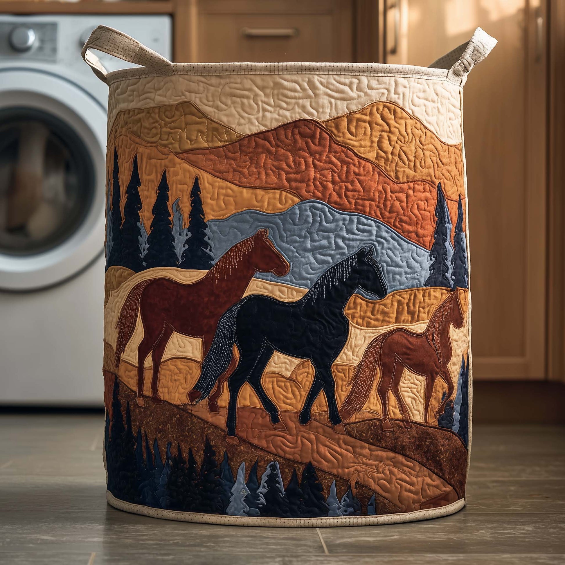 The Canyon Riders Quilted Laundry Basket Tote